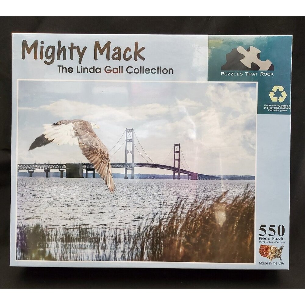 MIGHTY MACK Gall 550pc Jigsaw Puzzle Mackinac Bridge Michigan Great Lakes SEALED